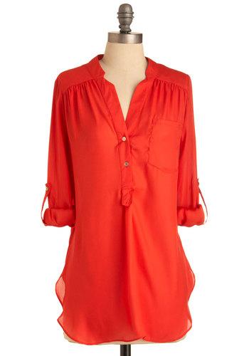 Modcloth Pam Breeze-ly Tunic In Tomato