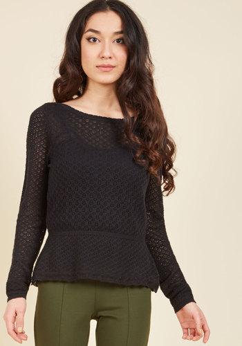  Sweetest Subtleties Long Sleeve Top In Noir In M