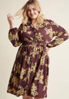 Modcloth Work Button-up Shirt Dress In Floral In M