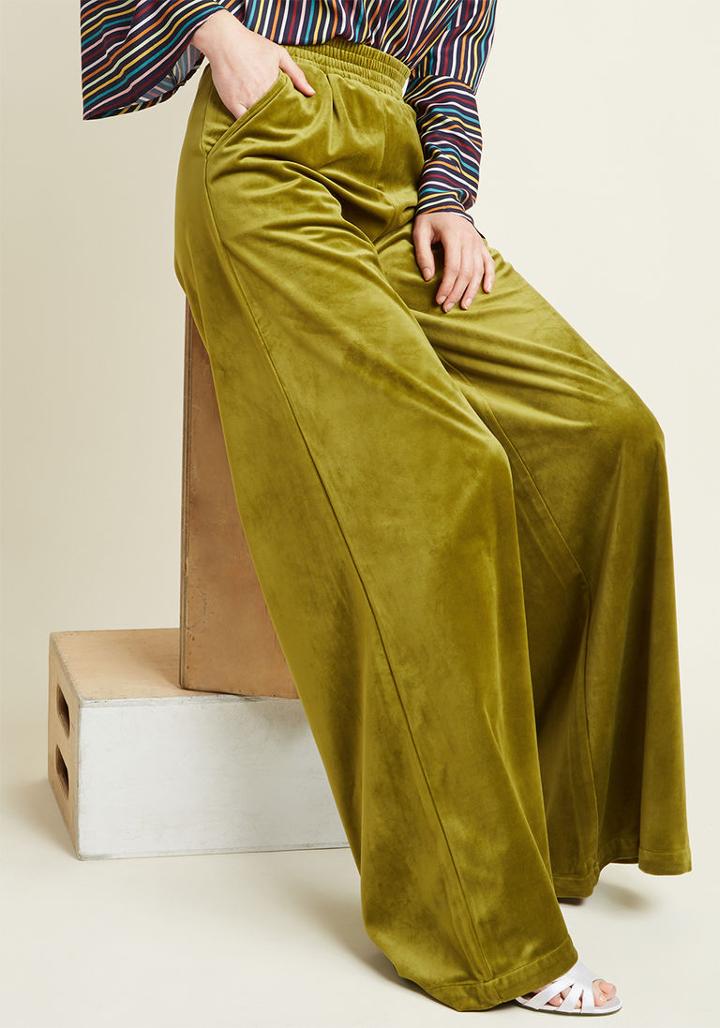 Modcloth Guiding Glow Wide-leg Velvet Pants In Xxl