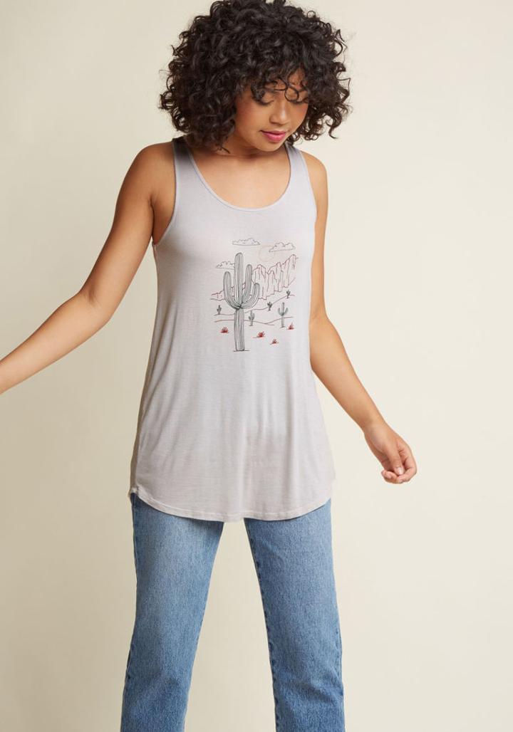 Modcloth Desert Dawn Graphic Tank Top In 4x