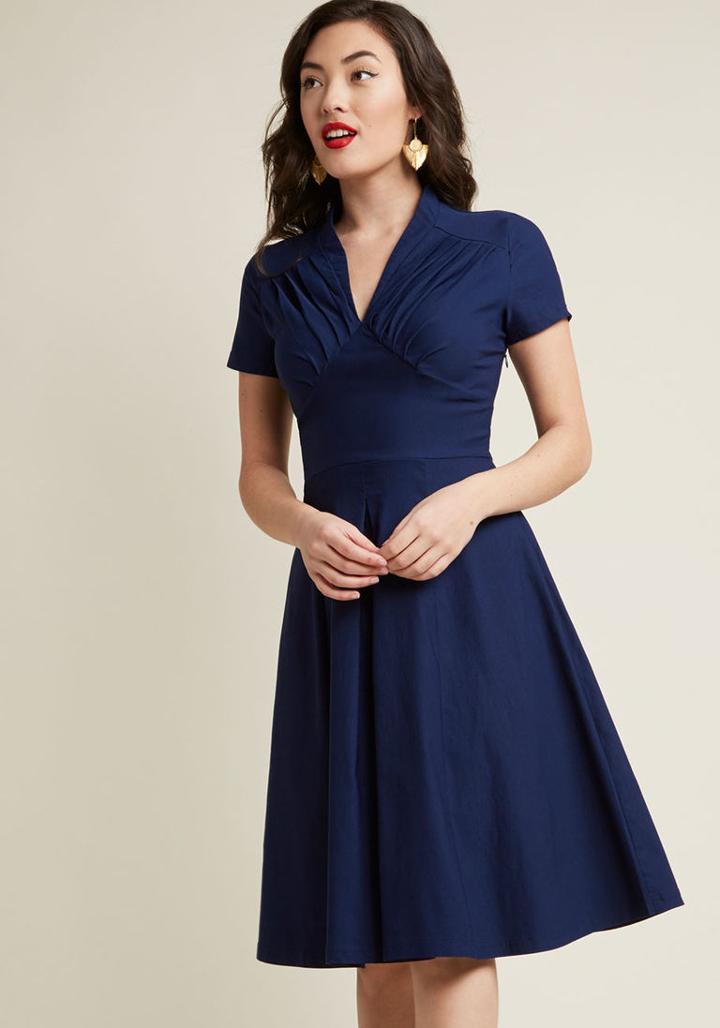 Modcloth Lend A Glam Short Sleeve Midi Dress In S