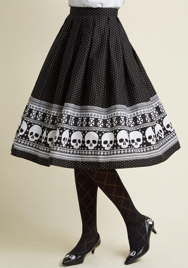 Hellbunny Hell Bunny Happy Skull-idays Midi Skirt In 4x