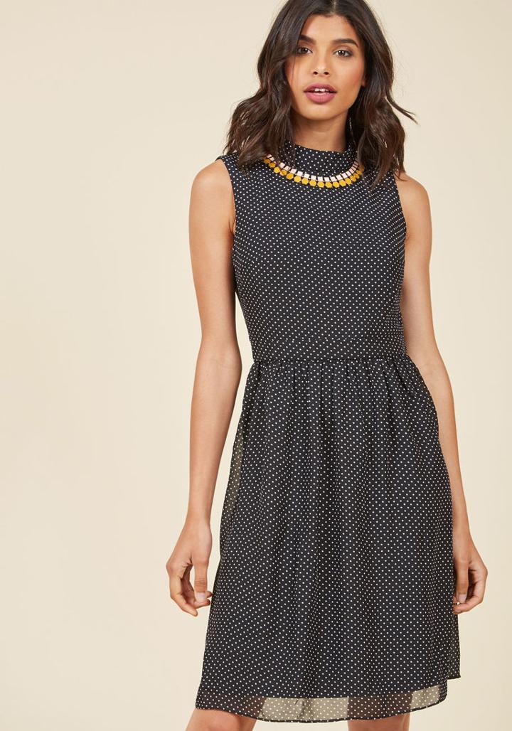 Modcloth Rule The Whirl A-line Dress In Noir In S