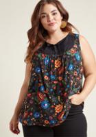 Modcloth A Conversation Masterpiece Sleeveless Top In Folksy In Xs