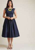 Modcloth Fabulous Fit And Flare Dress With Pockets In Navy In Xxs