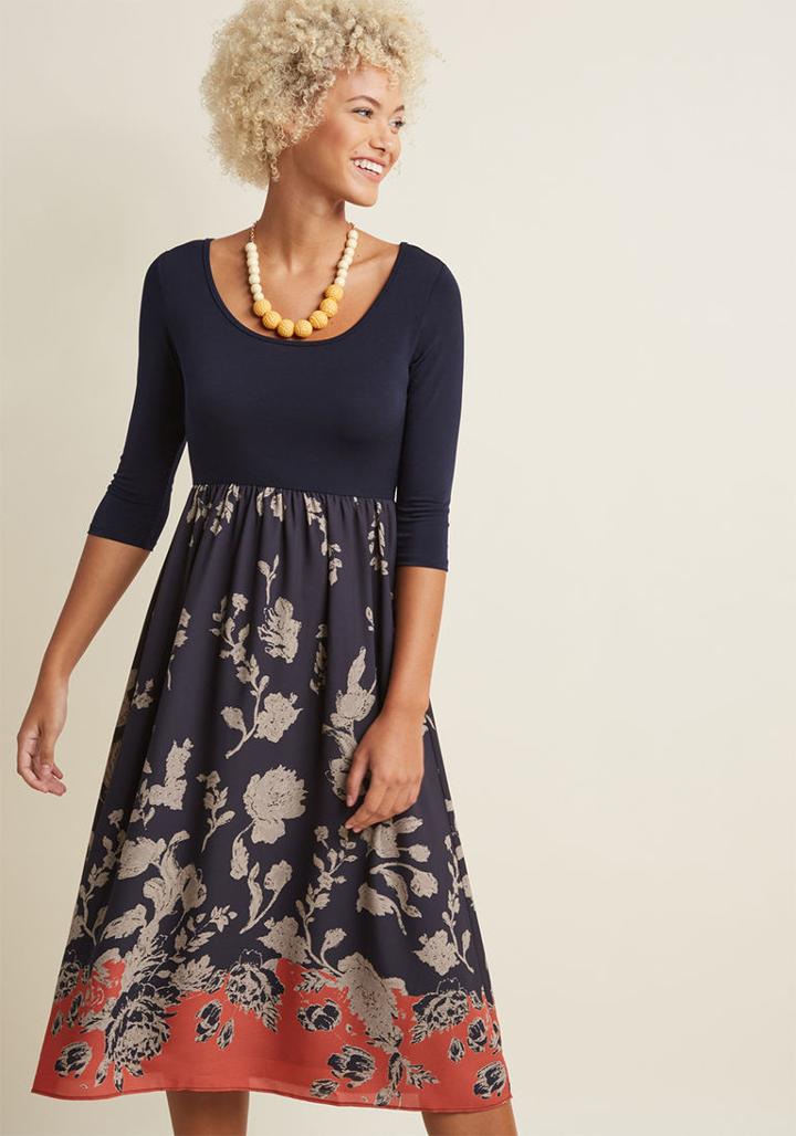 Modcloth Sweet Storytelling Midi Dress In S