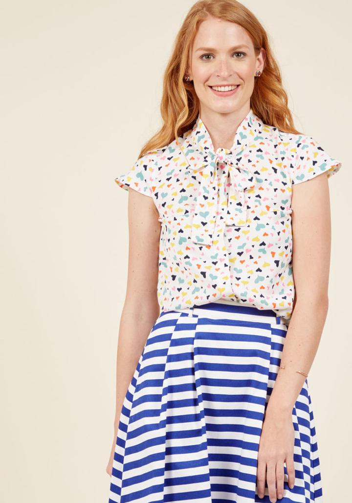  Sophistication With A Smile Button-up Top In Xs