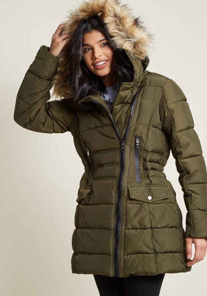 Stevemadden Central Parka Coat In Olive In L