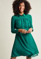 Modcloth Long Sleeve Chiffon Shirt Dress In Pine In 3x