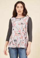  Terrific Time Off Floral Top In Charcoal In 2x