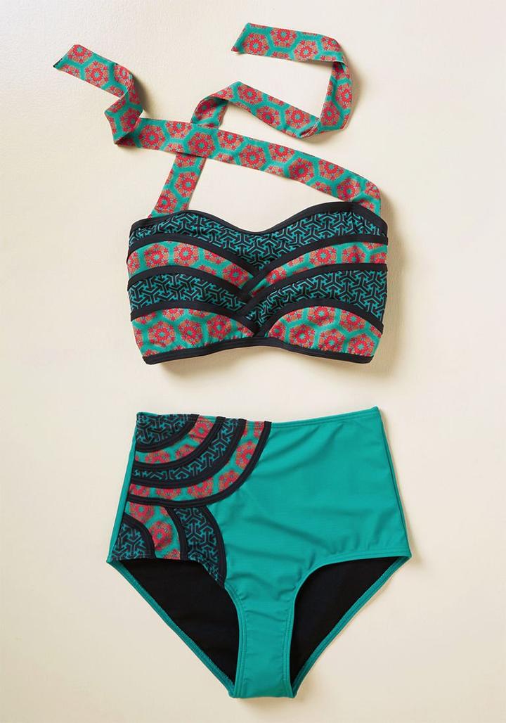 Highdivebymodcloth Set The Serene High-waisted Bikini Bottom In Emerald In M