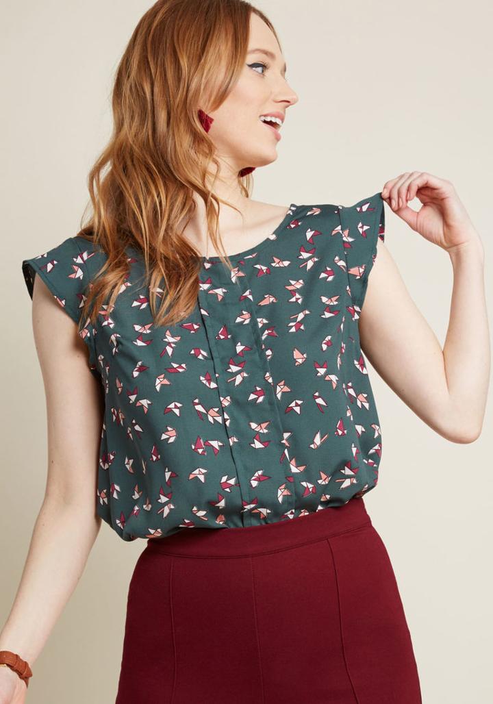 Modcloth Star Of The Seminar Top In Origami In 3x