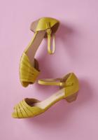 Modcloth Mid-height Delights Peep Toe Heel In Mustard In 39