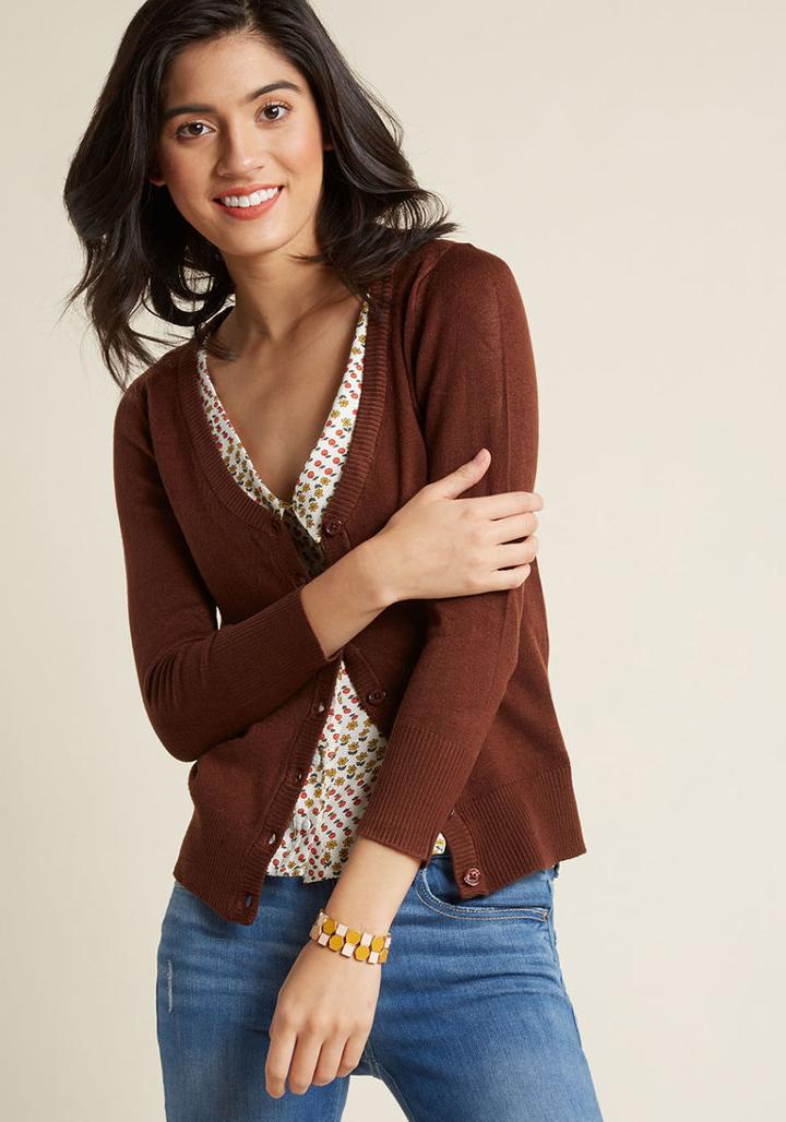 Modcloth Charter School Cardigan In Mahogany In 4x