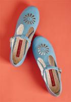 Baitfootwear B.a.i.t. Footwear Blossoms Beckon T-strap Flat In Blue In 7