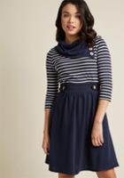 Modcloth Coach Tour A-line Dress In Stripes - 3/4 Sleeves In Xs