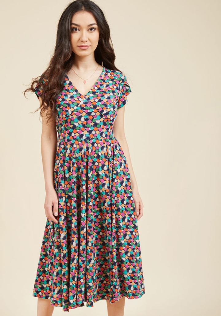 Modcloth Confetti Creativity Midi Dress In M