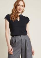Modcloth Choose Charm Collared Keyhole Top In Black In S