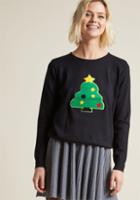 Companiafantastica Compania Fantastica Knit Top With Christmas Tree Applique In M