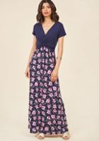 Modcloth Overseas Ease Dress Floral Maxi Dress In Navy In M