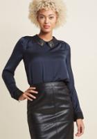 Modcloth Long Sleeve Top With Embellished Collar In 3x