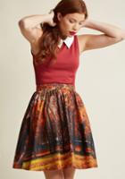 Modcloth Scenic Fall A-line Cotton Skirt With Pockets