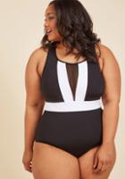 Modcloth Picturesque Plunge One-piece Swimsuit - 16-22