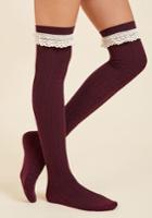 Modcloth Haute At Heart Thigh Highs In Marsala