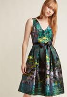 Modcloth Jacquard Fit And Flare Dress With Pockets In Landscape In 3x