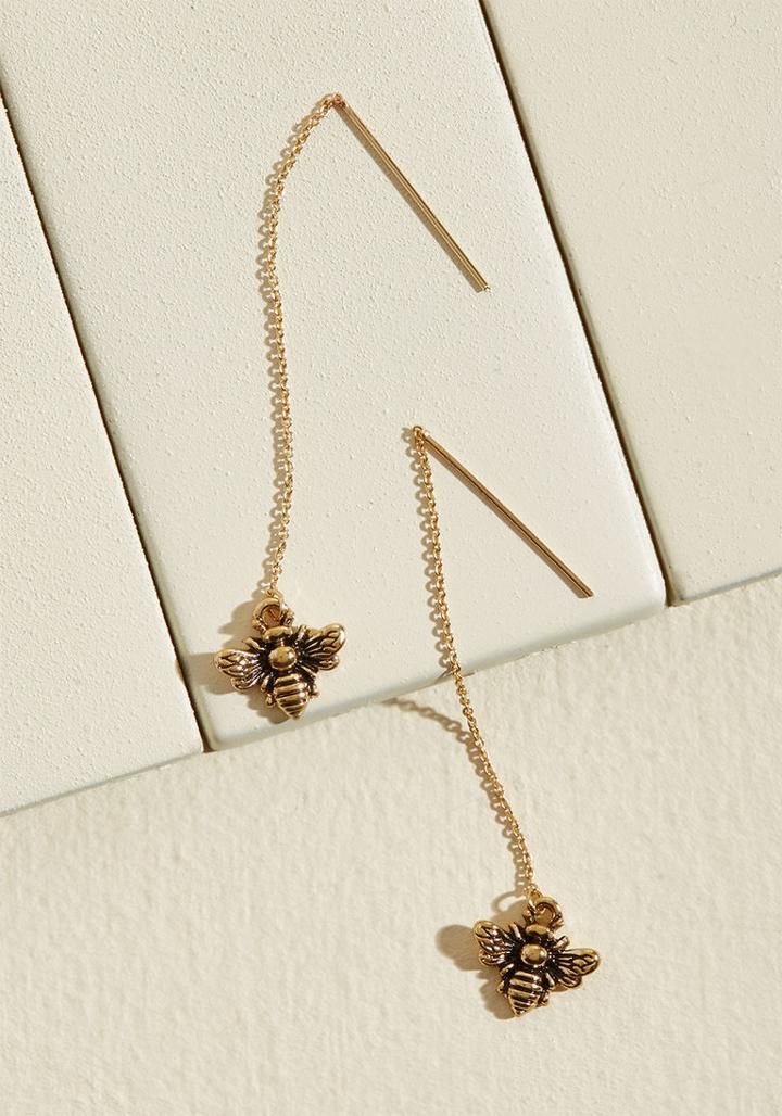 Modcloth Somewhere To Bee Threader Earrings