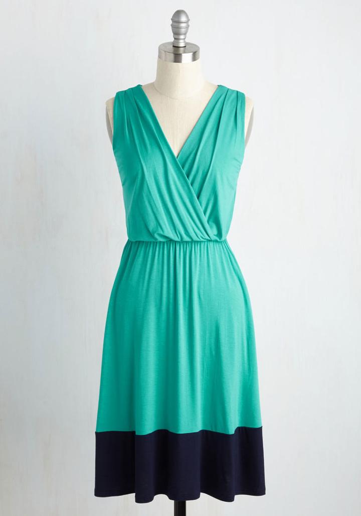 Modcloth Comely As No Surprise Dress In Turquoise In S