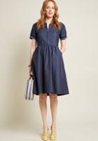 Modcloth Life Of The Sporty Denim Dress In Xl