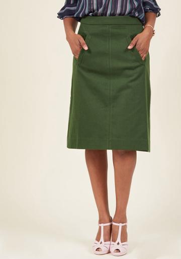 Pinkmartini Aptitude For Anthropology A-line Skirt In Forest Green In Xs