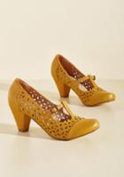  Opting For Intrigue T-strap Heel In Mustard In 38
