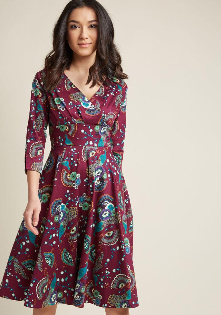 Modcloth Boldly Rockabilly Midi Dress In Xs