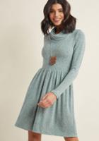 Modcloth Honoring Hygge Dress In Heather Blue In S