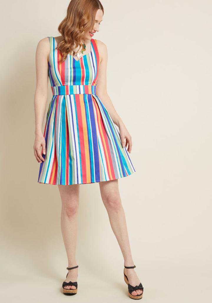 Modcloth Sassed As You Can A-line Dress In Stripes In 4x