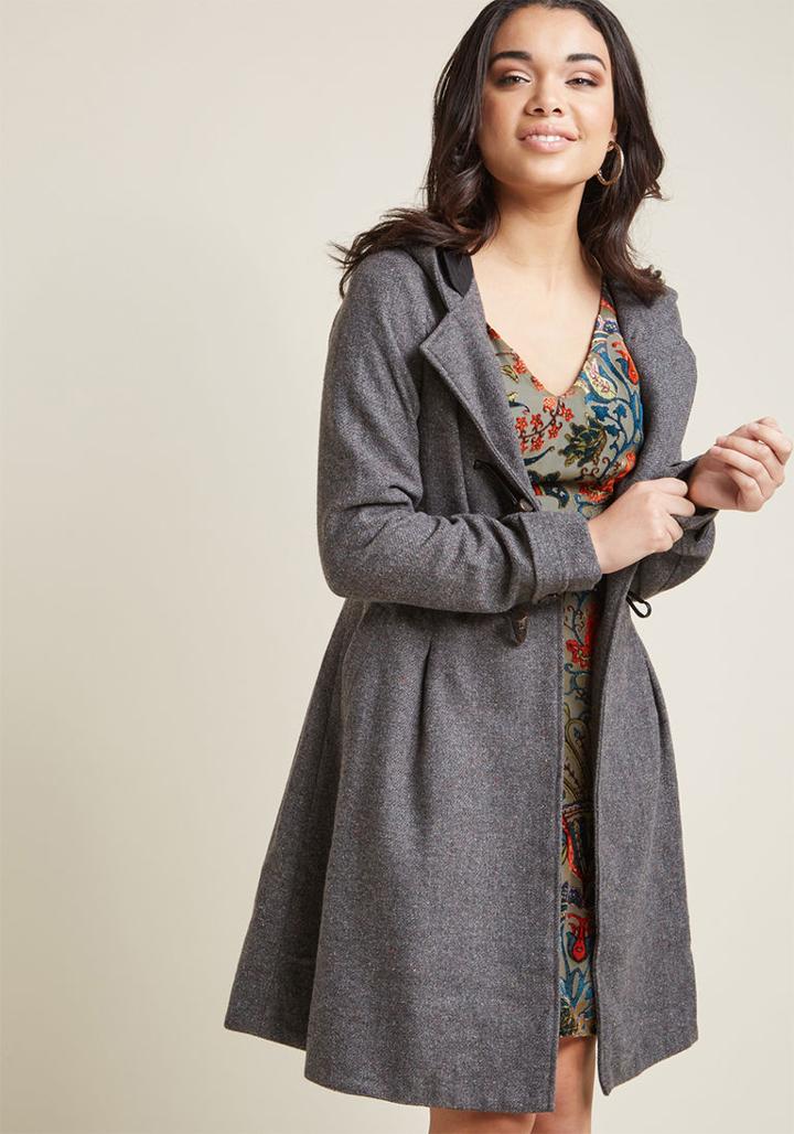 Modcloth Set For The Solstice Coat In Pepper In 4x