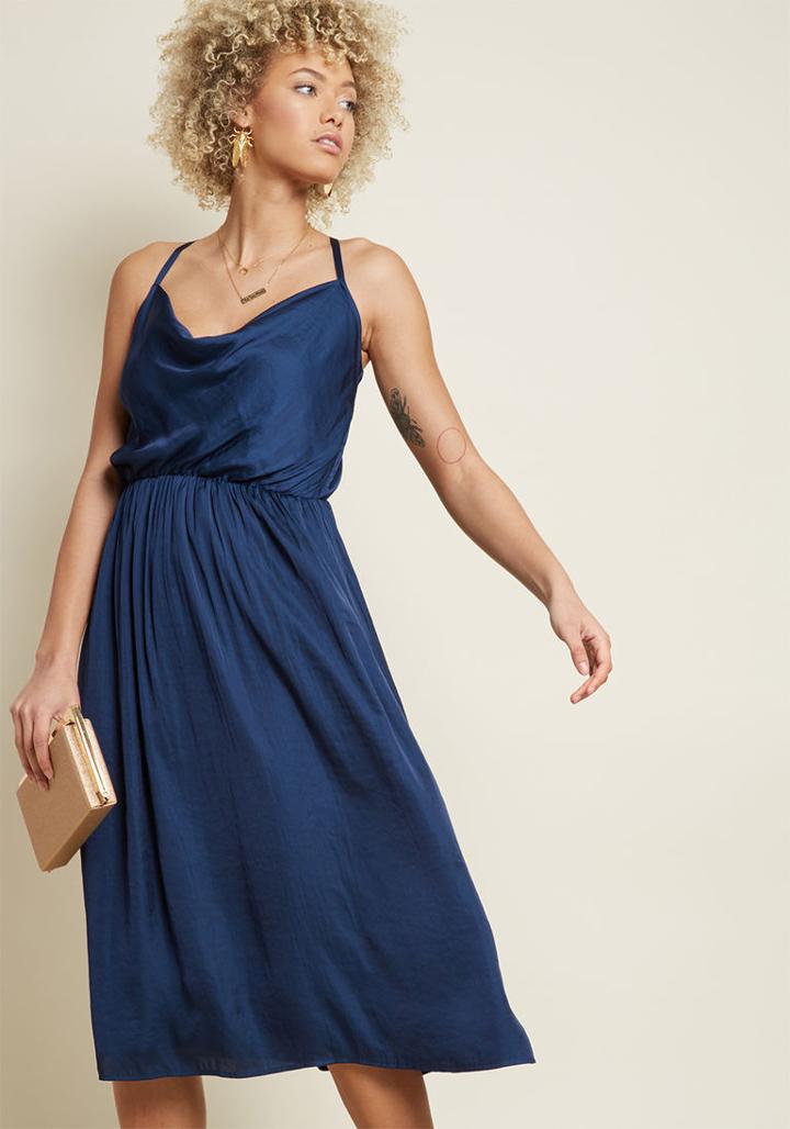 Modcloth Glamorous Guest Midi Dress In Navy In L
