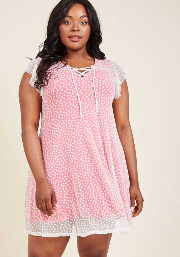 Modcloth So Darling And Dotted Shift Dress In Magenta In Xxs