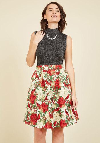  Poinsettia Well-taken Skater Skirt In L