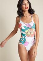 Modcloth Keep Me Coasted One-piece Swimsuit In White In L