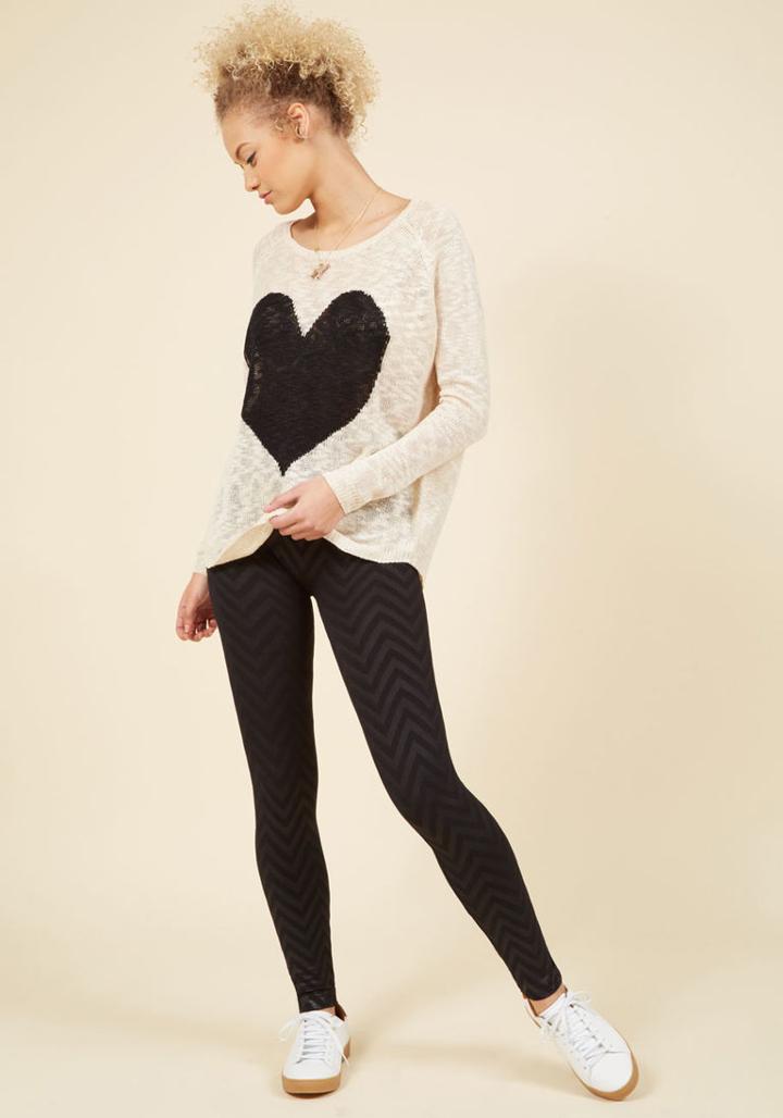  Shape A Leg Leggings In Black Chevron In L/xl