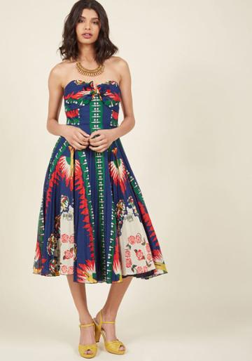 Annasui Unique New York Strapless Midi Dress In 2