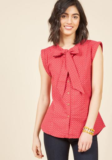  Willow The Wisp Button-up Top In Dotted Red In Xl