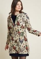 Companiafantastica Compania Fantastica Tapestry Coat With Pockets In Roosters In M