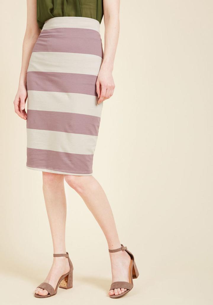 Modcloth The Type For Stripes Pencil Skirt In Lilac