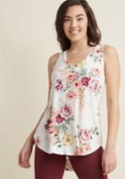Modcloth Infinite Options Tank Top In Ivory Bouquet In 2x