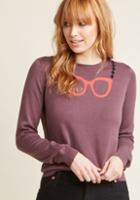 Modcloth Quirky Glasses Pullover Sweater In L